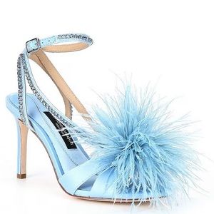 Antonio Melanie feathered sandal in Blue Star